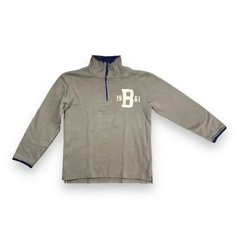 Mini Boden | Quarter-Zip Ragged Hem Pullover (11-12 yrs)